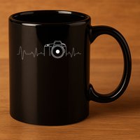 Photographer Gift Idea HeartBeat Photography Camera 11oz C Handle Ceramic Mug