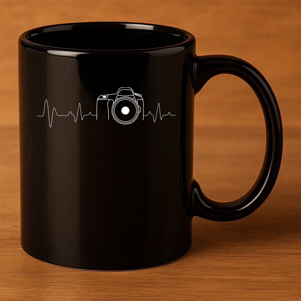 Photographer Gift Idea HeartBeat Photography Camera 11oz C Handle Ceramic Mug