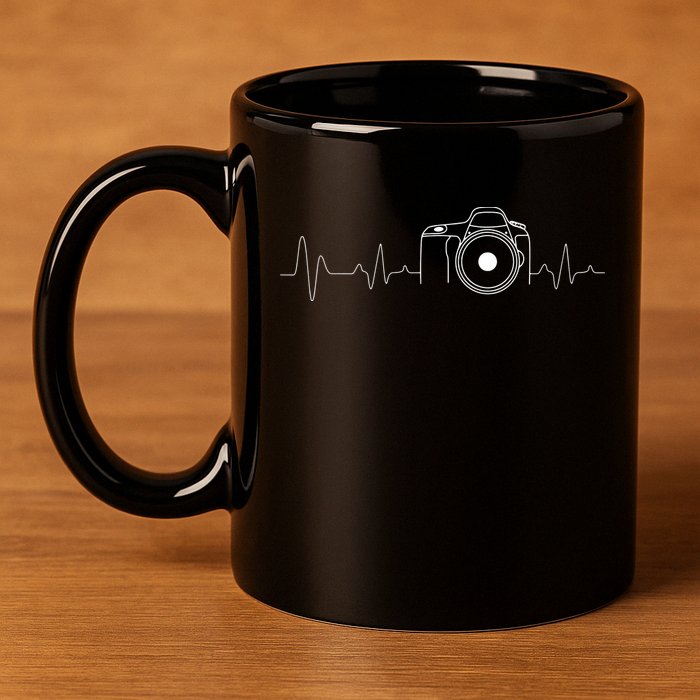 Photographer Gift Idea HeartBeat Photography Camera 11oz C Handle Ceramic Mug