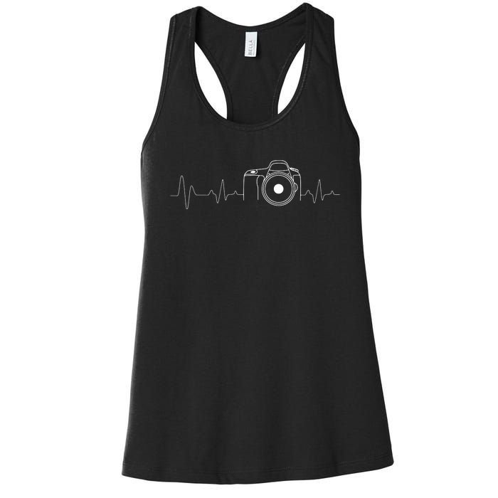 Photographer Gift Idea HeartBeat Photography Camera Women's Racerback Tank