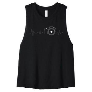 Photographer Gift Idea HeartBeat Photography Camera Women's Racerback Cropped Tank