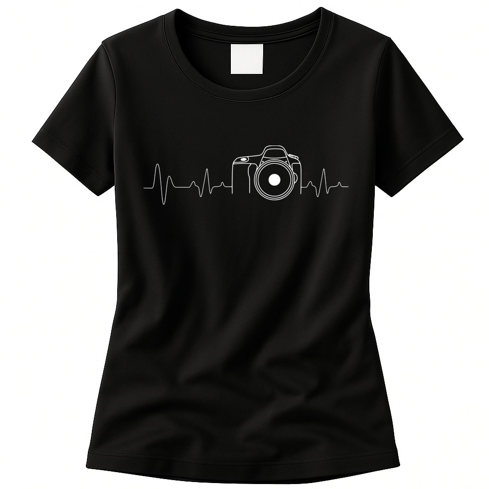 Photographer Gift Idea HeartBeat Photography Camera Womens T-Shirt