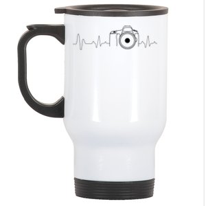 Photographer Gift Idea HeartBeat Photography Camera Stainless Steel Travel Mug