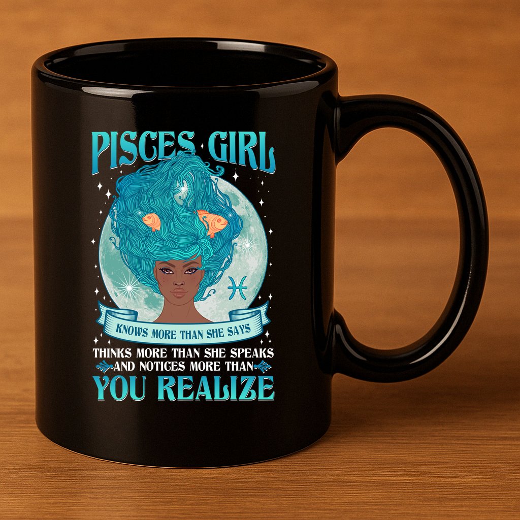 Pisces Girl Knows More Than She Says 11oz C Handle Ceramic Mug