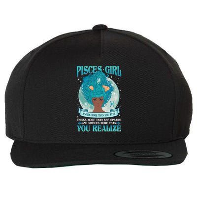 Pisces Girl Knows More Than She Says Wool Snapback Cap