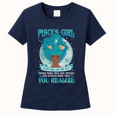 Pisces Girl Knows More Than She Says Womens T-Shirt