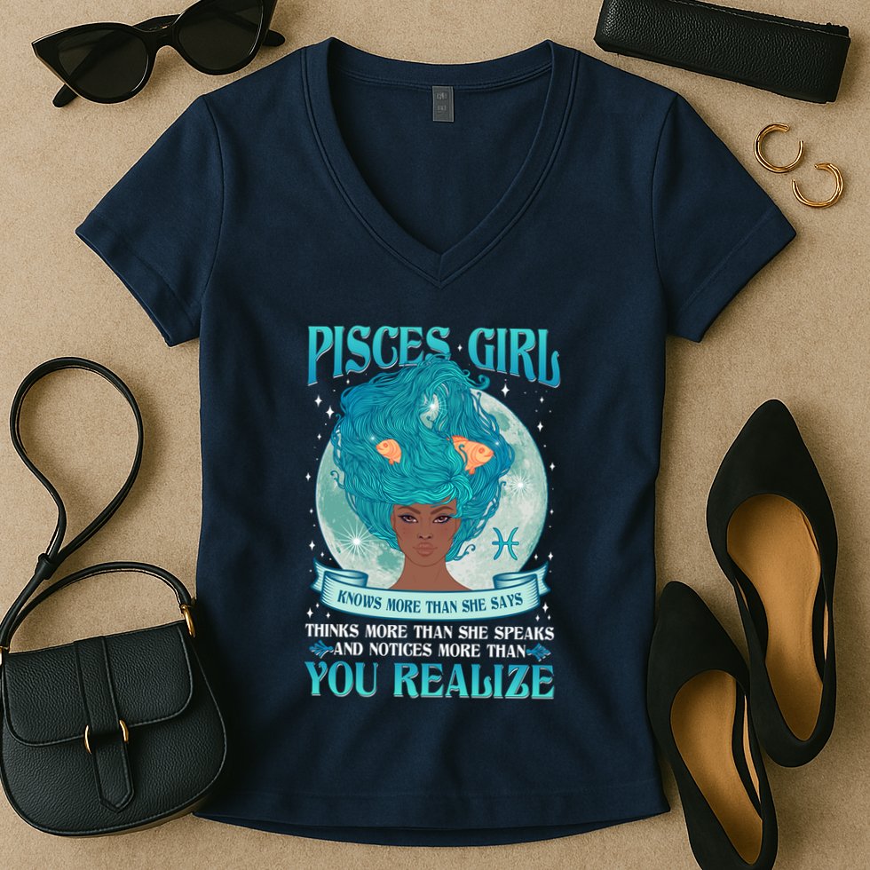 Pisces Girl Knows More Than She Says Women's V-Neck T-Shirt
