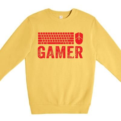 PC Gaming Keyboard Mouse WASD Gift For Computer Gamers Premium Crewneck Sweatshirt