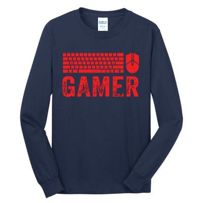 PC Gaming Keyboard Mouse WASD Gift For Computer Gamers Tall Long Sleeve T-Shirt