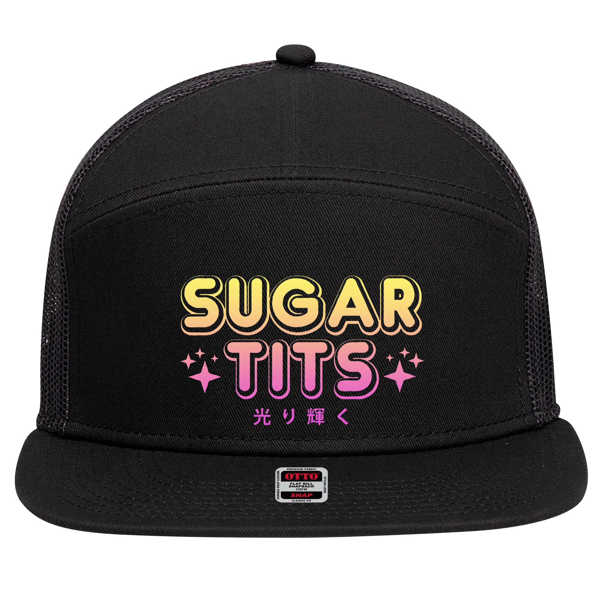 Pastel Goth Kawaii T Sugar Tits Sarcastic Gift 7 Panel Mesh Trucker Snapback Hat