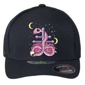 Pastel Goth Kawaii Leviathan Cross Snake Serpent Roses Flexfit Unipanel Trucker Cap