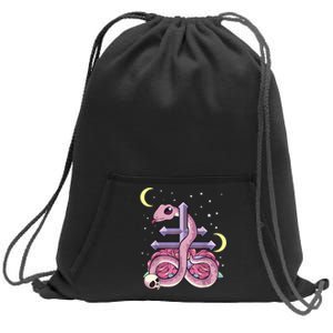 Pastel Goth Kawaii Leviathan Cross Snake Serpent Roses Sweatshirt Cinch Pack Bag