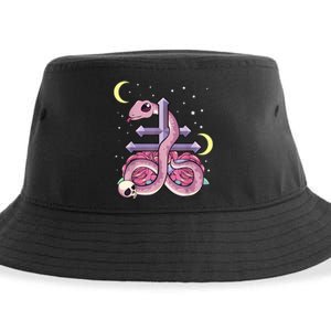 Pastel Goth Kawaii Leviathan Cross Snake Serpent Roses Sustainable Bucket Hat