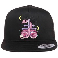 Pastel Goth Kawaii Leviathan Cross Snake Serpent Roses Flat Bill Trucker Hat