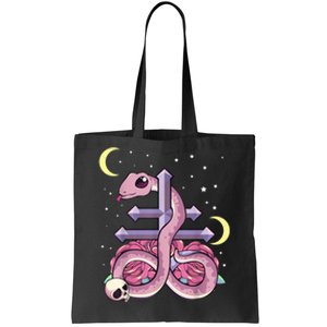 Pastel Goth Kawaii Leviathan Cross Snake Serpent Roses Tote Bag