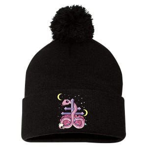 Pastel Goth Kawaii Leviathan Cross Snake Serpent Roses Pom Pom 12in Knit Beanie