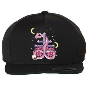 Pastel Goth Kawaii Leviathan Cross Snake Serpent Roses Wool Snapback Cap