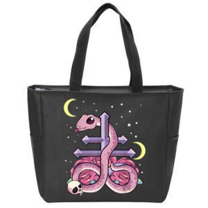 Pastel Goth Kawaii Leviathan Cross Snake Serpent Roses Zip Tote Bag