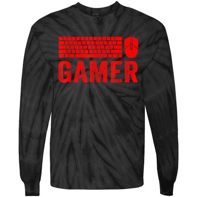 PC Gaming Keyboard Mouse WASD For Computer Gamers Tie-Dye Long Sleeve Shirt