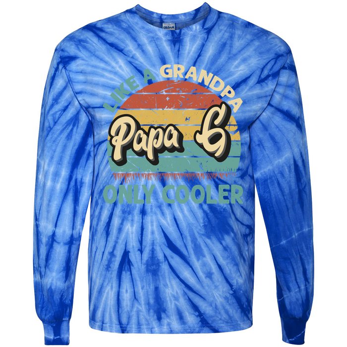 Papa G Like A Grandpa Only Cooler Vintage Dad Fathers Day Gift Tie-Dye Long Sleeve Shirt