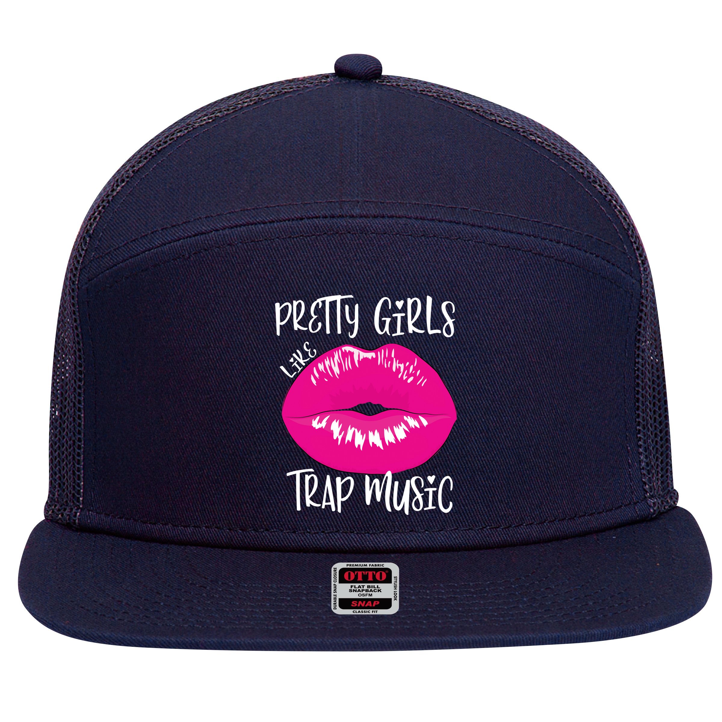 Pretty Girl Like Trap Music Funny EDM Festival 7 Panel Mesh Trucker Snapback Hat
