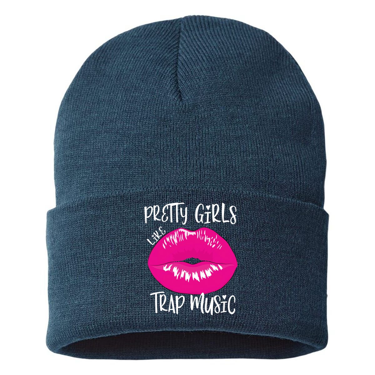 Pretty Girl Like Trap Music Funny EDM Festival Sustainable Knit Beanie