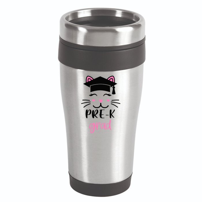 Pre-K Grad Last Day of School Cute Cat Face 16oz Travel Tumbler