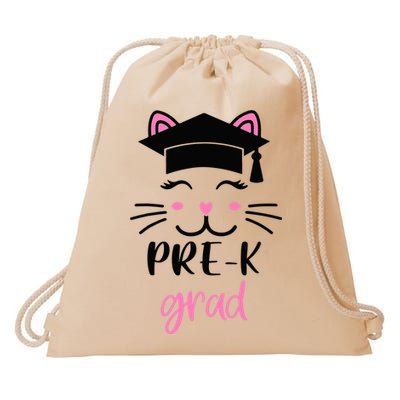 Pre-K Grad Last Day of School Cute Cat Face Drawstring Bag