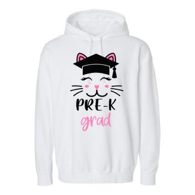 Pre-K Grad Last Day of School Cute Cat Face Garment-Dyed Fleece Hoodie