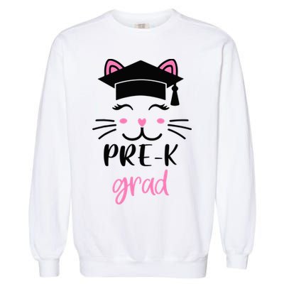 Pre-K Grad Last Day of School Cute Cat Face Garment-Dyed Sweatshirt