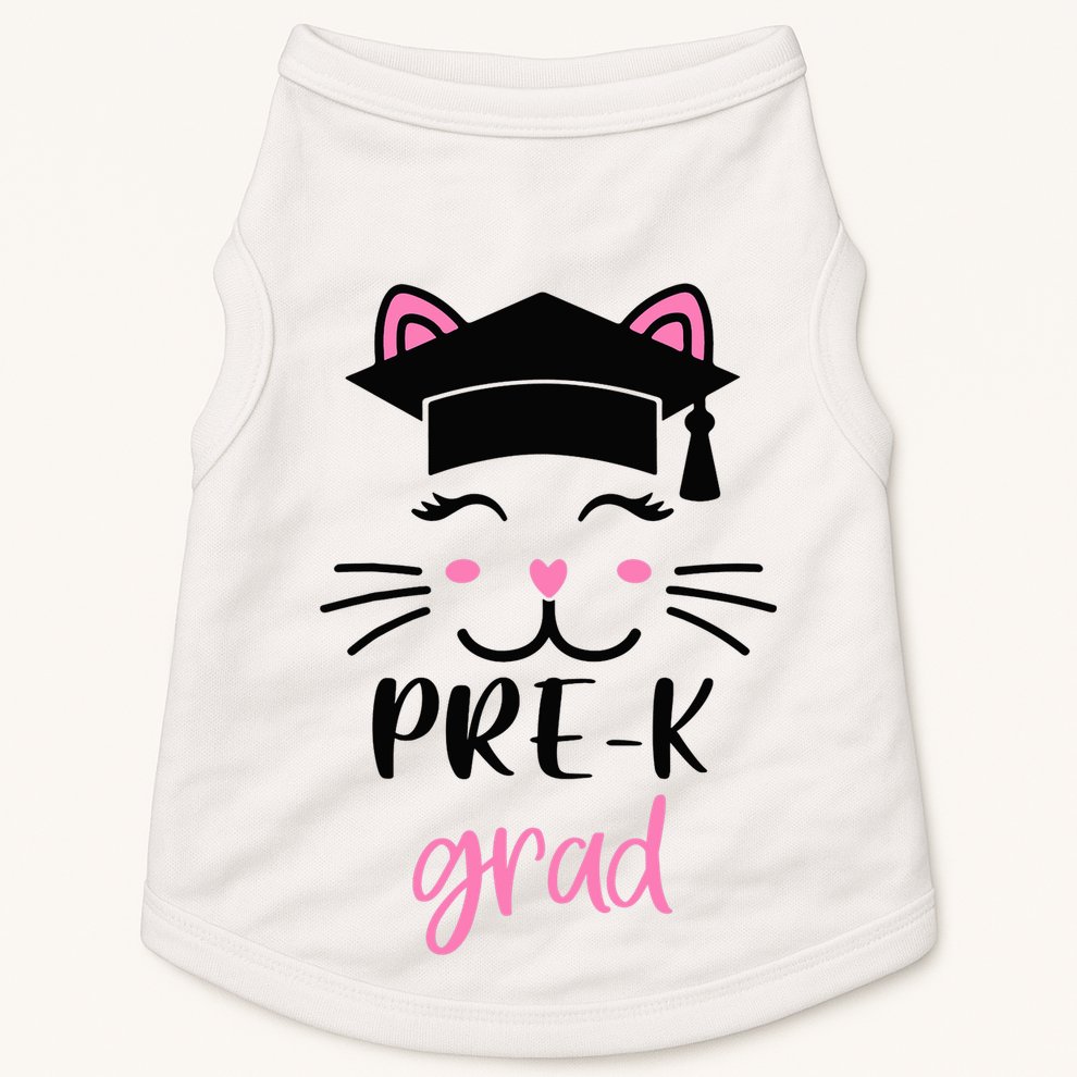 Pre-K Grad Last Day of School Cute Cat Face Doggie Tank