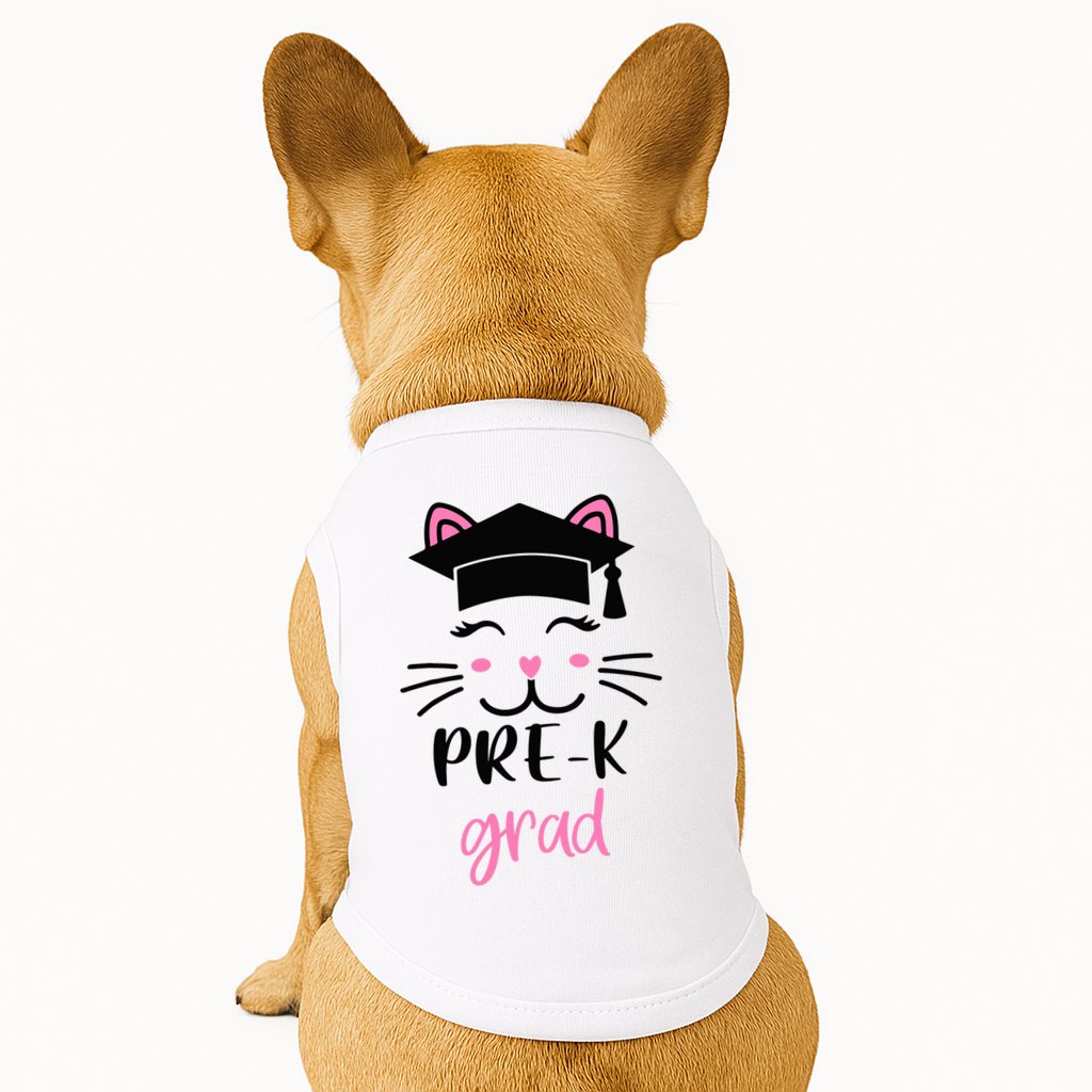 Pre-K Grad Last Day of School Cute Cat Face Doggie Tank