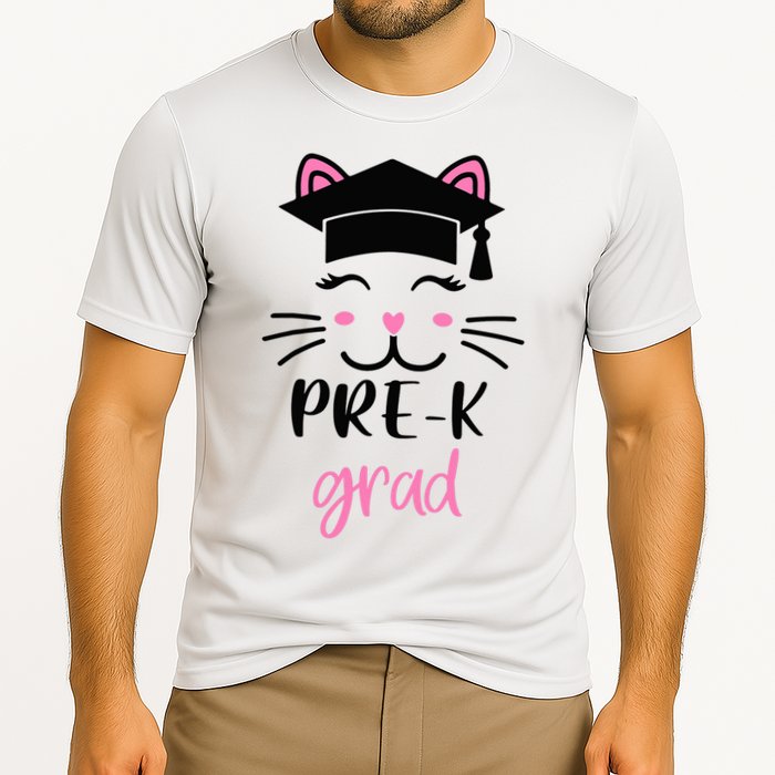 Pre-K Grad Last Day of School Cute Cat Face Cooling Performance Crew T-Shirt