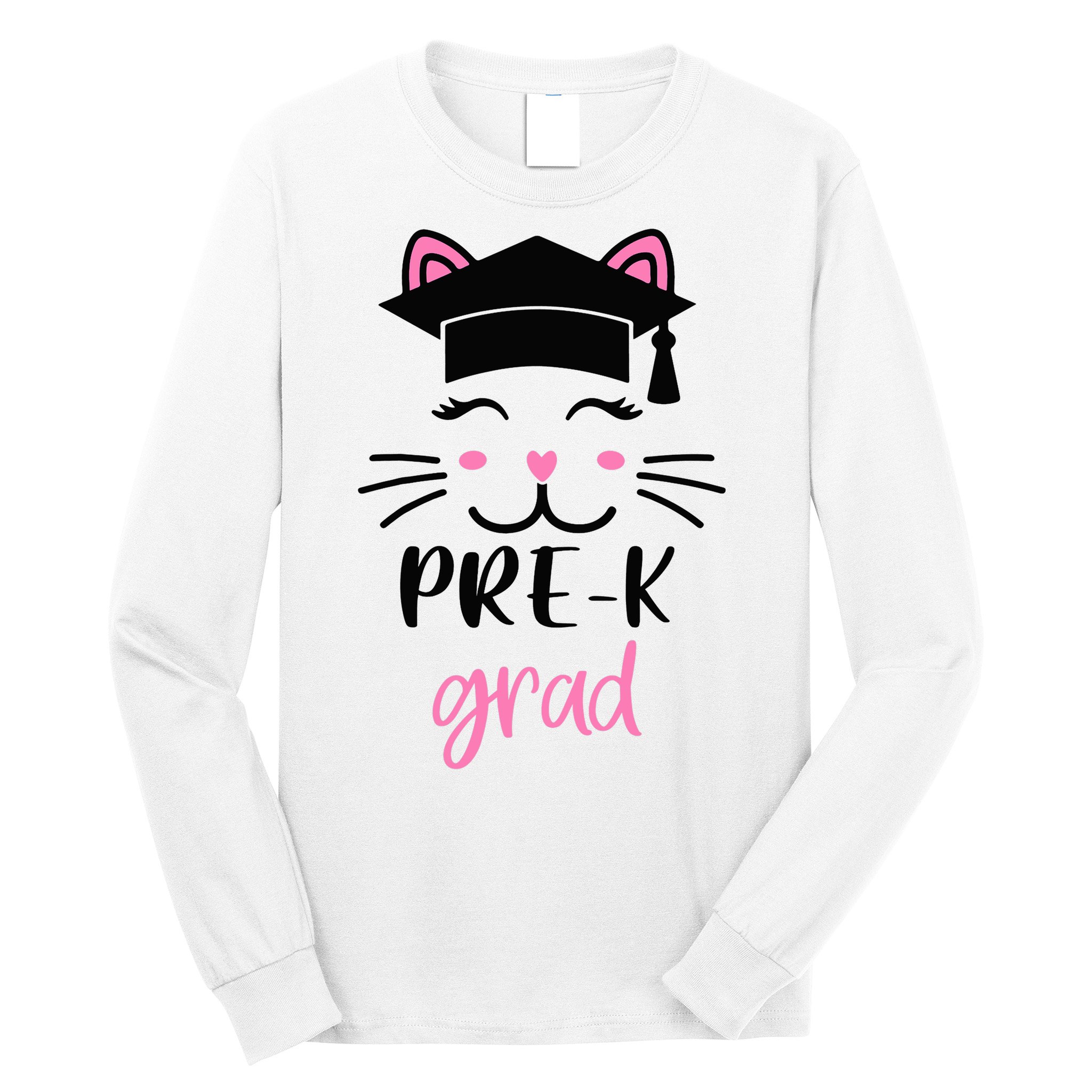 Pre-K Grad Last Day of School Cute Cat Face Long Sleeve Shirt