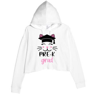 Pre-K Grad Last Day of School Cute Cat Face Crop Fleece Hoodie