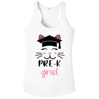 Pre-K Grad Last Day of School Cute Cat Face Ladies PosiCharge Competitor Racerback Tank