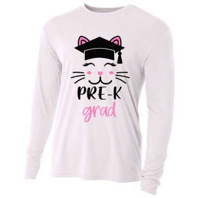 Pre-K Grad Last Day of School Cute Cat Face Cooling Performance Long Sleeve Crew