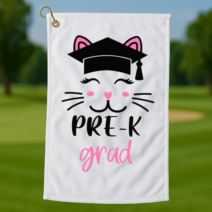 Pre-K Grad Last Day of School Cute Cat Face Golf Towel