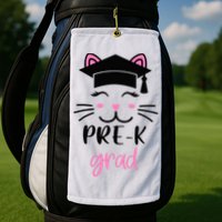 Pre-K Grad Last Day of School Cute Cat Face Golf Towel