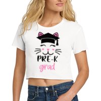 Pre-K Grad Last Day of School Cute Cat Face Crop Top