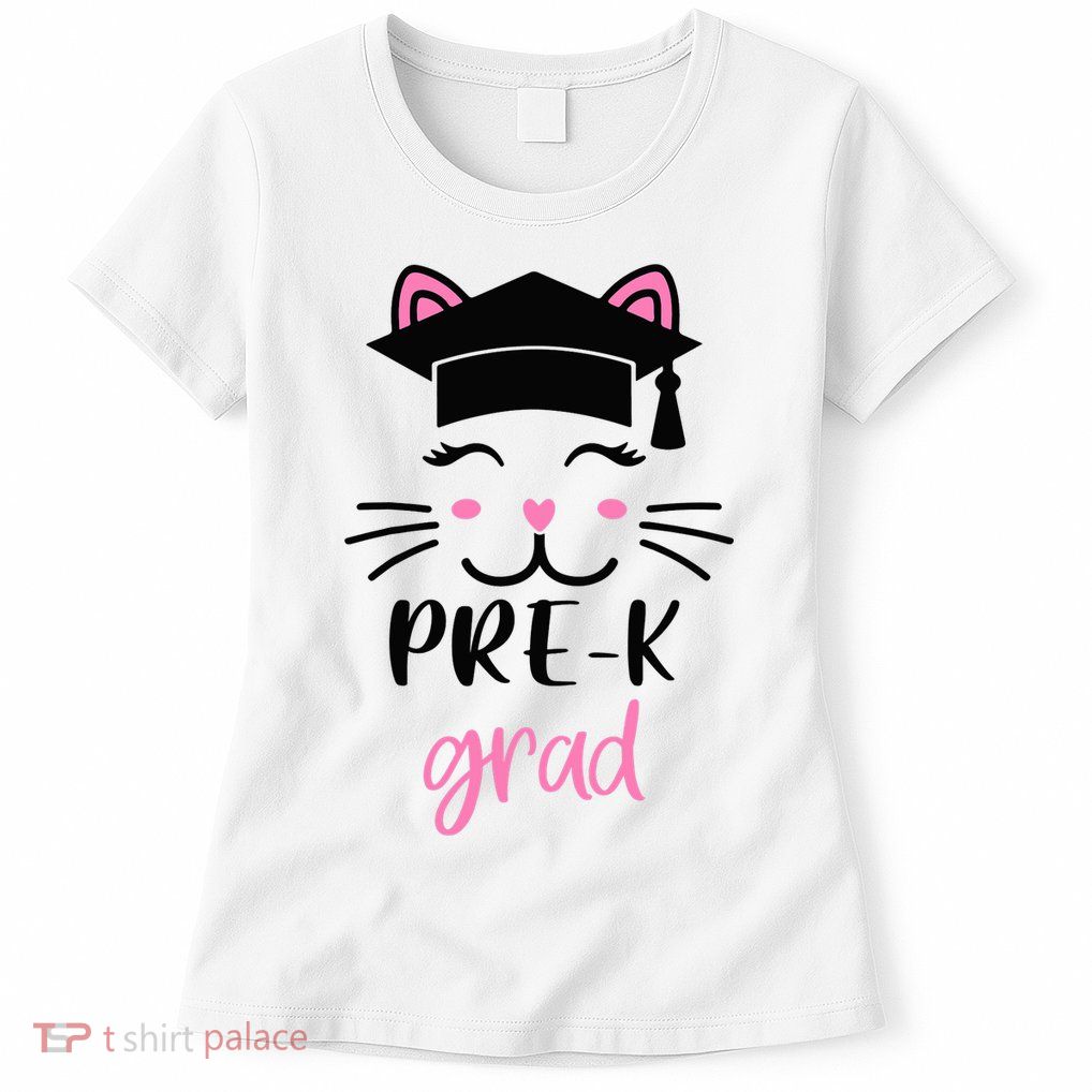 Pre-K Grad Last Day of School Cute Cat Face Womens T-Shirt