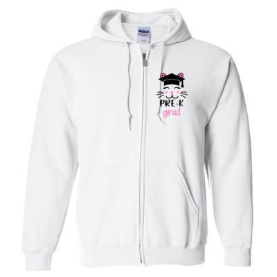 Pre-K Grad Last Day of School Cute Cat Face Full Zip Hoodie