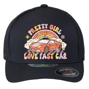 Pretty Girl Love Fast Car Girl Women Retro Groovy Flexfit Unipanel Trucker Cap