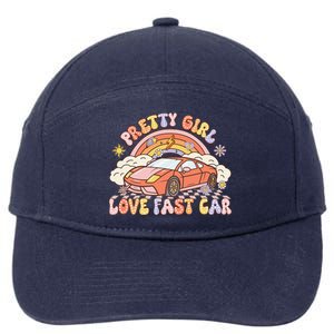 Pretty Girl Love Fast Car Girl Women Retro Groovy 7-Panel Snapback Hat