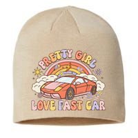 Pretty Girl Love Fast Car Girl Women Retro Groovy Sustainable Beanie