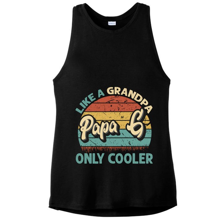 Papa G Like A Grandpa Only Cooler Vintage Dad Fathers Day Cute Gift Ladies PosiCharge Tri-Blend Wicking Tank
