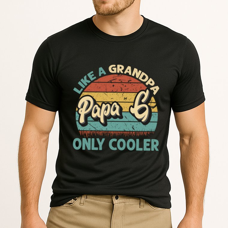 Papa G Like A Grandpa Only Cooler Vintage Dad Fathers Day Cute Gift Cooling Performance Crew T-Shirt