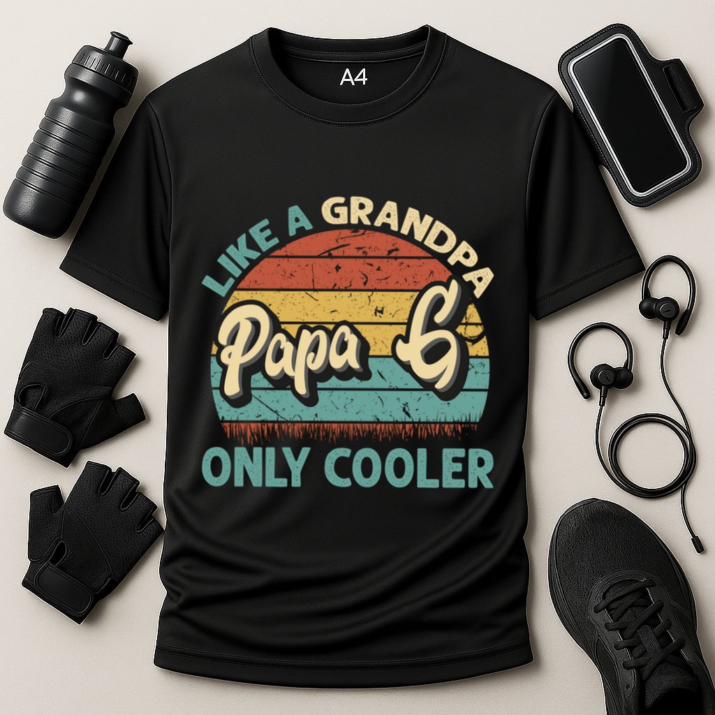 Papa G Like A Grandpa Only Cooler Vintage Dad Fathers Day Cute Gift Cooling Performance Crew T-Shirt