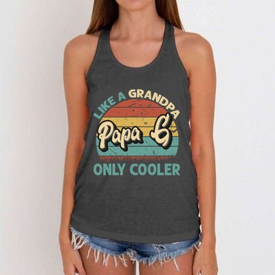 Papa G Like A Grandpa Only Cooler Vintage Dad Fathers Day Cute Gift Women's Knotted Racerback Tank