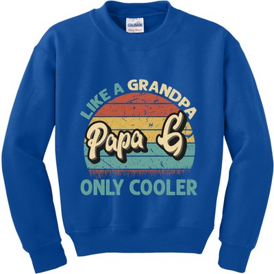 Papa G Like A Grandpa Only Cooler Vintage Dad Fathers Day Cute Gift Kids Sweatshirt